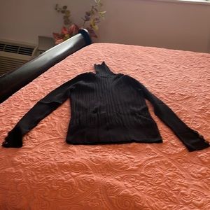 NWOT Black Turtleneck with Button Detail